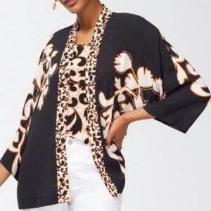 Kimono Black Mixed Print Short S/M